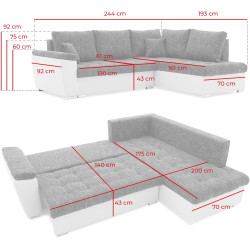 Canapea de colt Magnifico Meble Vegas 245/190 Lawa 09/Real 17 Right (Light Grey/White) Thumb