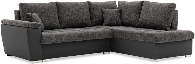 Canapea de colt Magnifico Meble Vegas 245/190 Lawa 17/Real 11 Right (Dark Grey/Black)