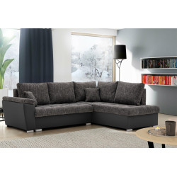 Canapea de colt Magnifico Meble Vegas 245/190 Lawa 17/Real 11 Right (Dark Grey/Black)