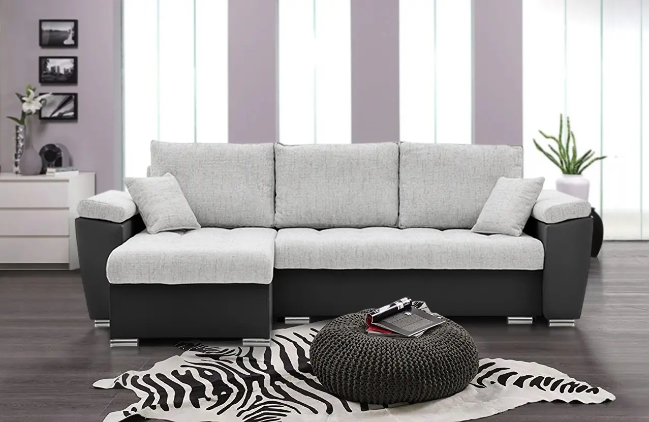 Canapea de colt Magnifico Meble Vegas 250/160 Lawa 09/Real 11 Left (Light Grey/Black)