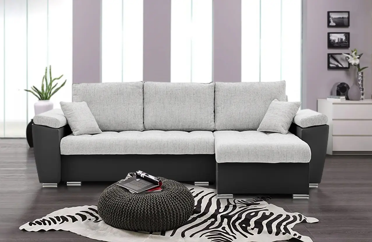 Canapea de colt Magnifico Meble Vegas 250/160 Lawa 09/Real 11 Right (Light Grey/Black)