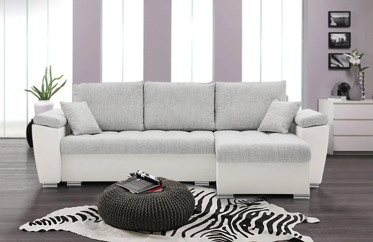 Canapea de colt Magnifico Meble Vegas 250/160 Lawa 09/Real 17 Right (Light Grey/White)