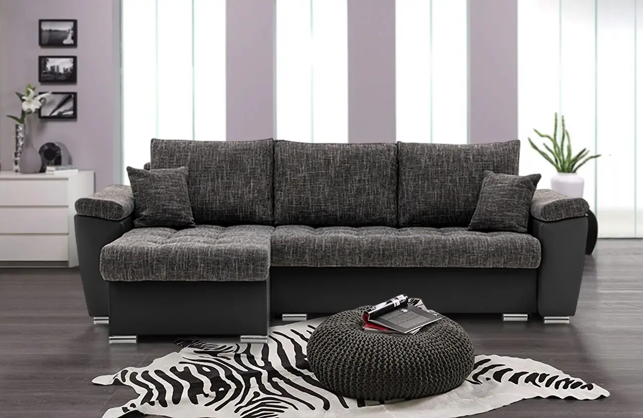 Диван угловой Magnifico Meble Vegas 250/160 Lawa 17/Real 11 Left (Dark Grey/Black)