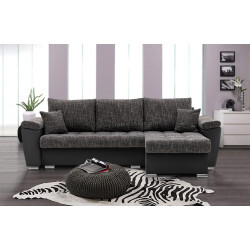 Canapea de colt Magnifico Meble Vegas 250/160 Lawa 17/Real 11 Right (Dark Grey/Black)