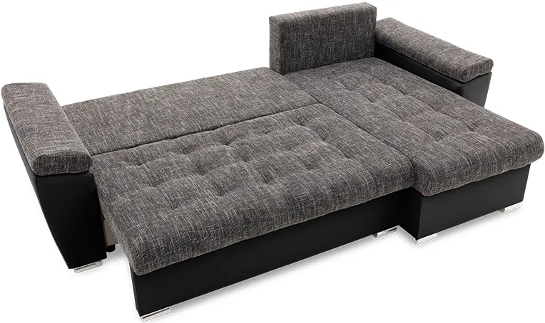 Canapea de colt Magnifico Meble Vegas 250/160 Lawa 17/Real 11 Right (Dark Grey/Black)