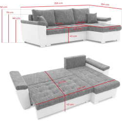 Диван угловой Magnifico Meble Vegas 250/160 Lawa 17/Real 17 Right (Dark Grey/White) Thumb
