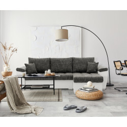Canapea de colt Magnifico Meble Vegas 250/160 Lawa 17/Real 17 Right (Dark Grey/White)