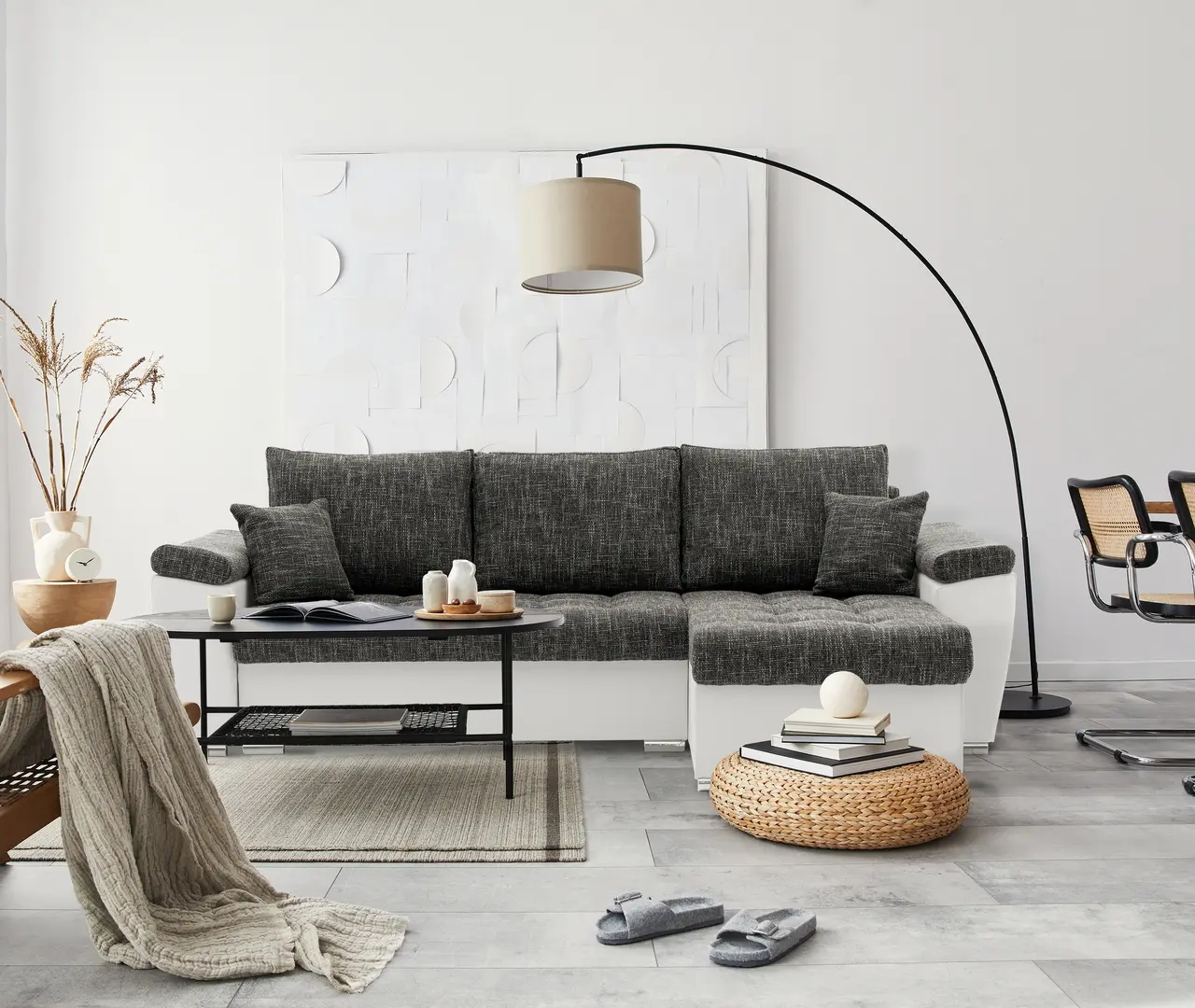 Диван угловой Magnifico Meble Vegas 250/160 Lawa 17/Real 17 Right (Dark Grey/White)