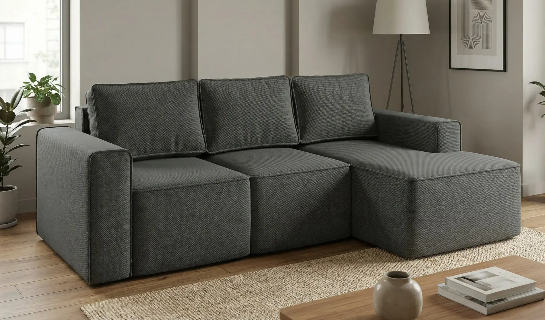 Canapea de colt MatroLuxe Hugo Viva 16 Right (Dark Grey)