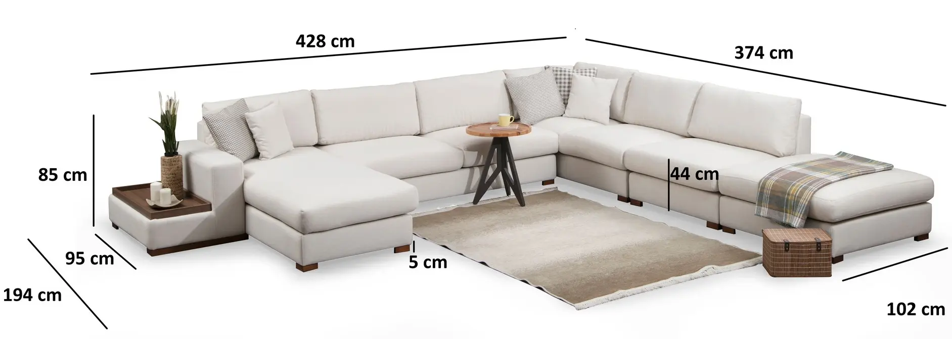 Диван П-образный Mirage Meble Loop 11 Shelf-Left (White) - 7