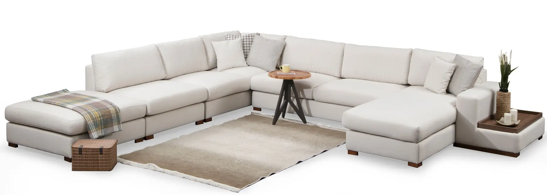Canapea in forma de U Mirage Meble Loop 8 Shelf-Right (White) - 6