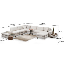 Canapea in forma de U Mirage Meble Loop 8 Shelf-Right (White) Thumb