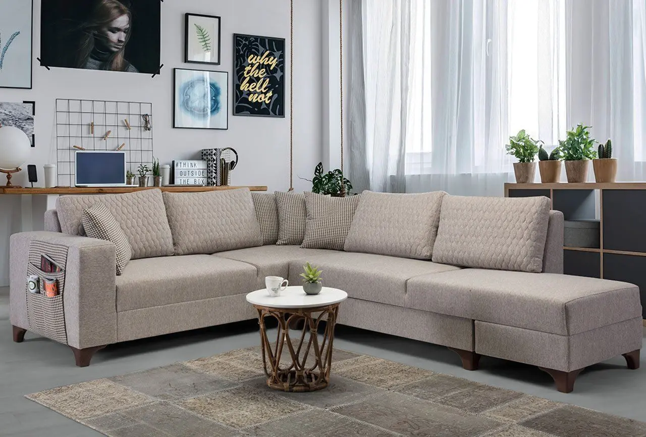 Canapea de colt Mirage Meble Loft Right (Light Brown)