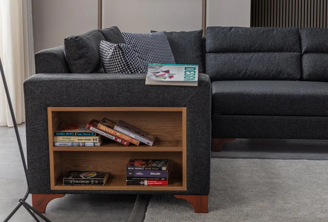 Canapea de colt Mirage Meble T-Loft Shelf-Left (Anthracite) - 6