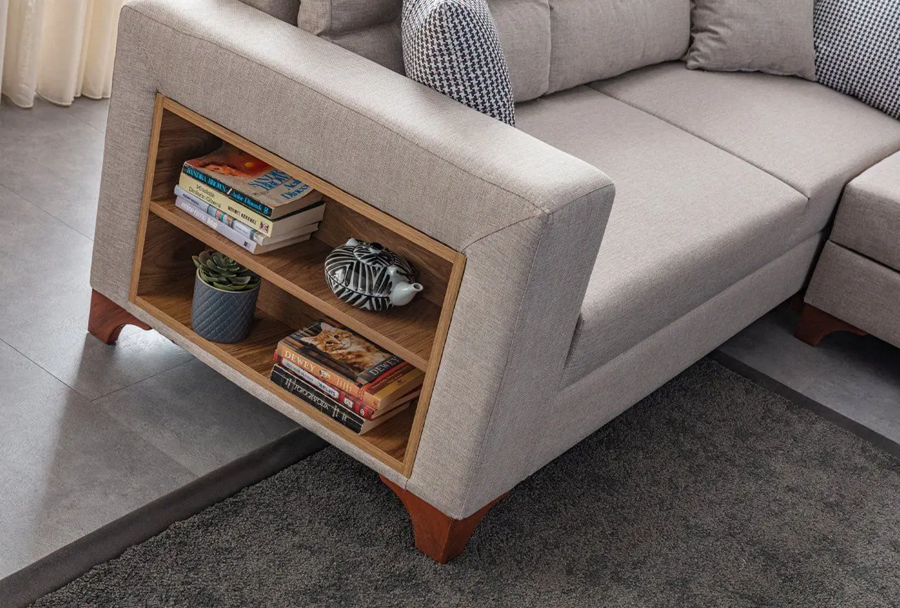 Canapea de colt Mirage Meble T-Loft Shelf-Left (Cream) - 6