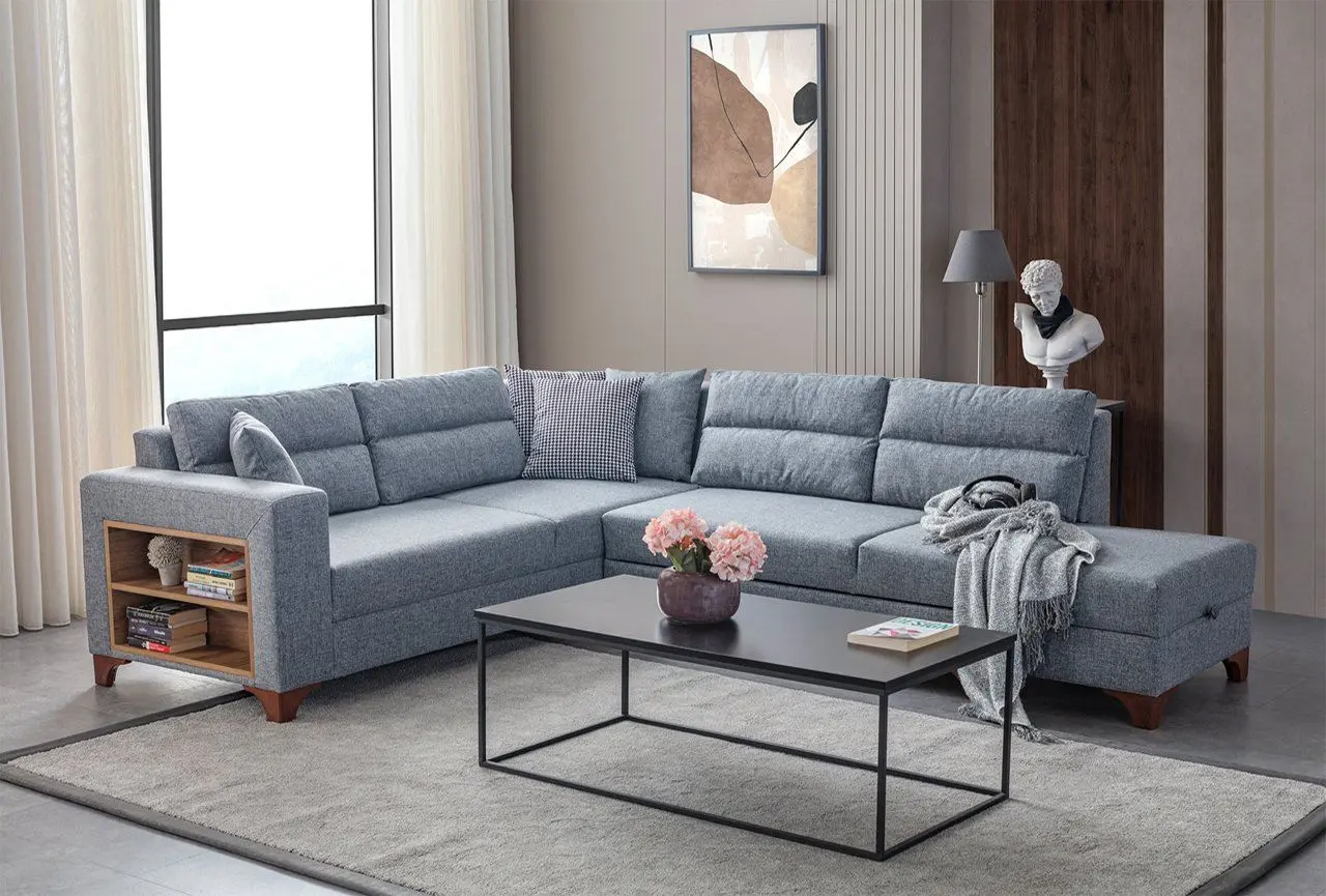 Canapea de colt Mirage Meble T-Loft Shelf-Left (Grey)