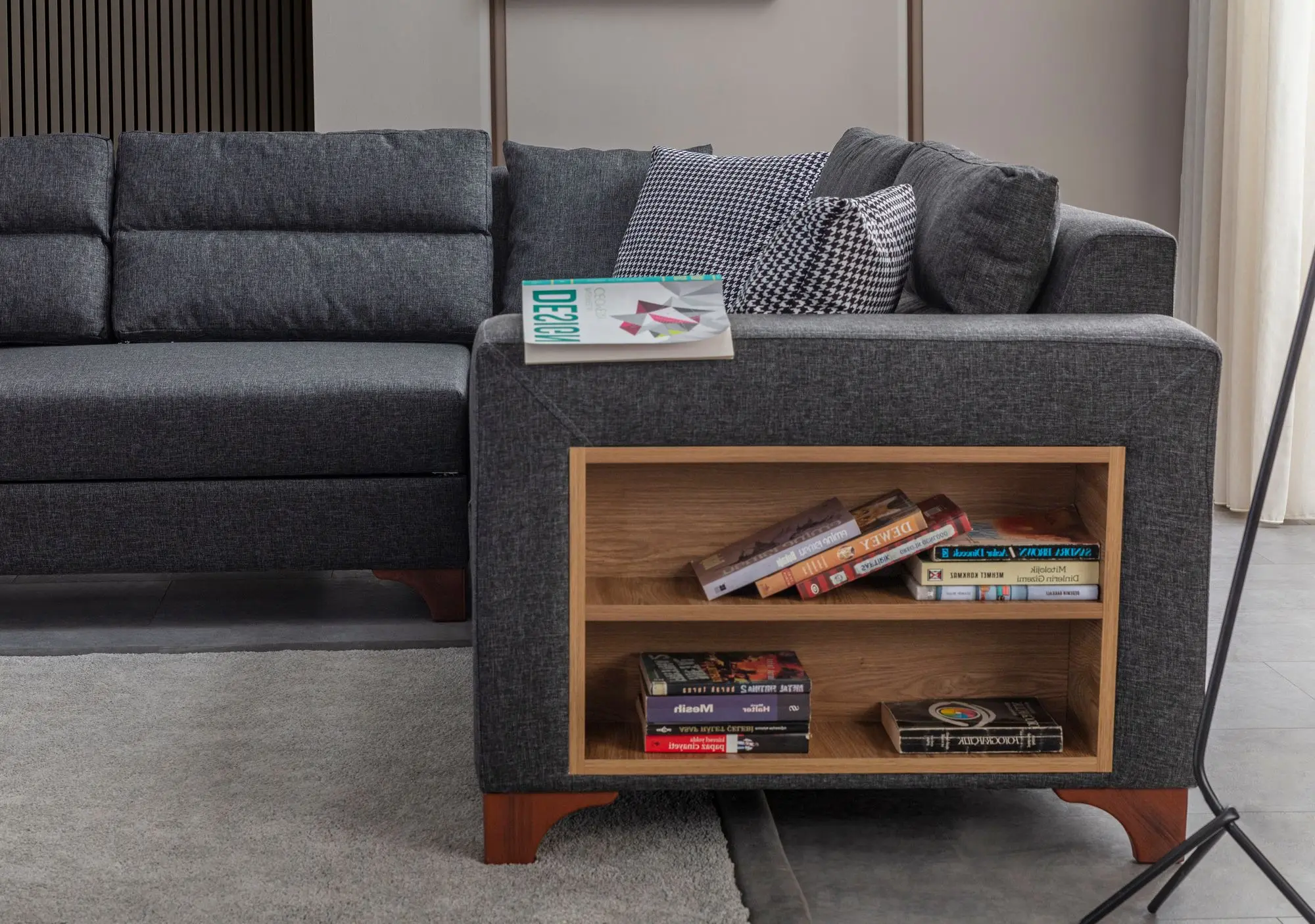 Canapea de colt Mirage Meble T-Loft Shelf-Right (Anthracite) - 5