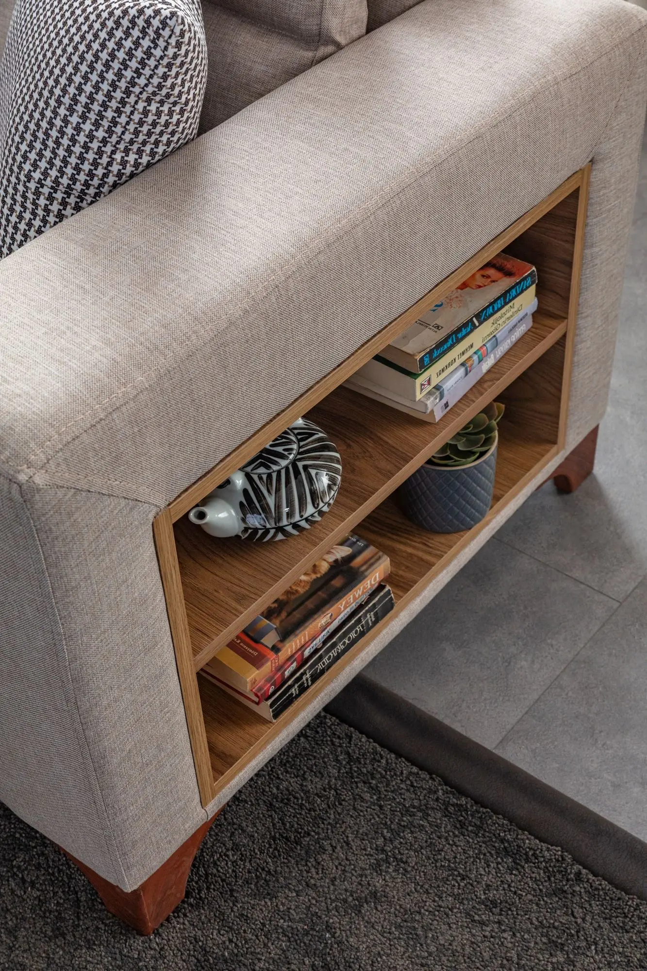 Canapea de colt Mirage Meble T-Loft Shelf-Right (Cream) - 6