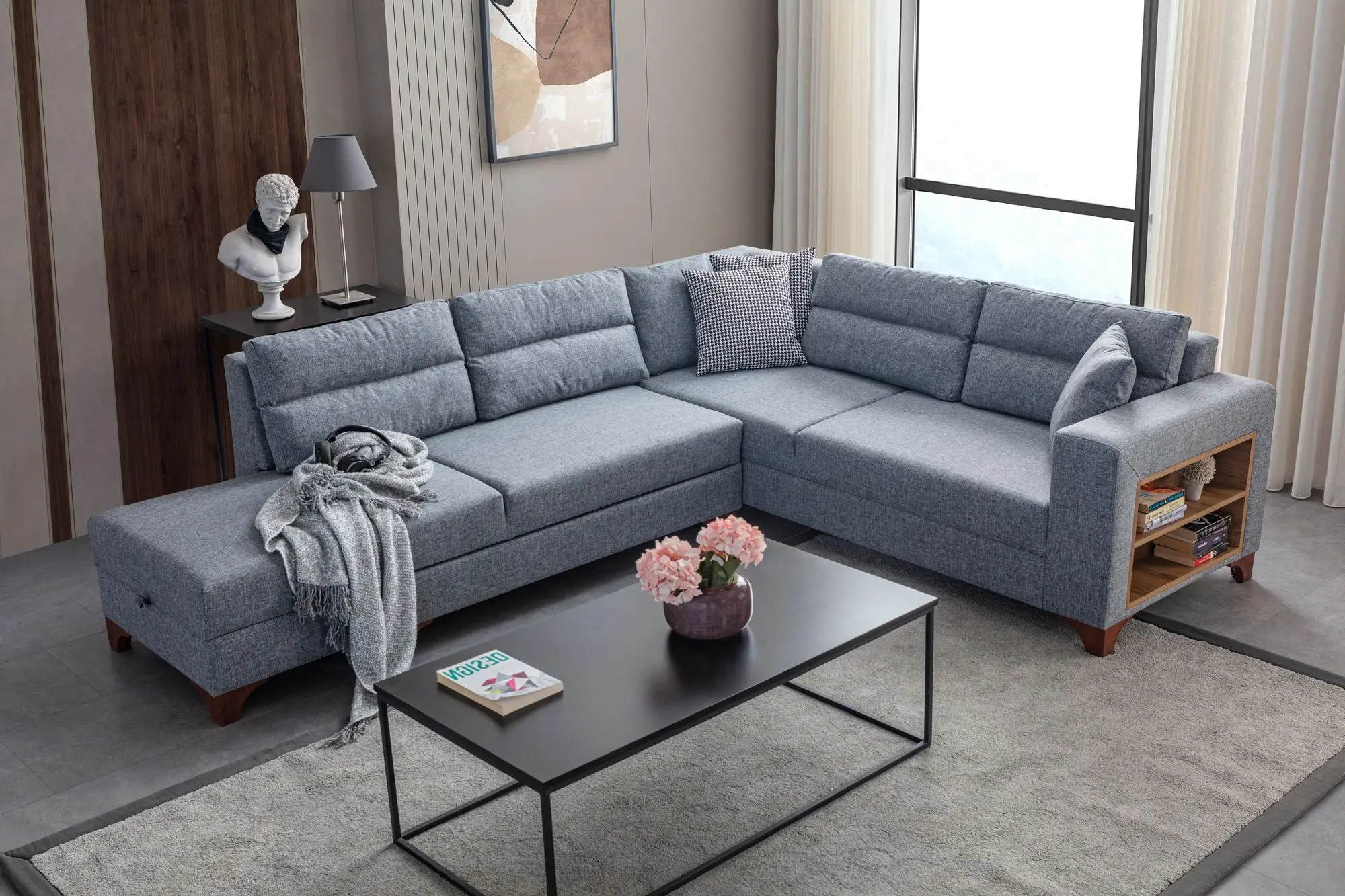 Canapea de colt Mirage Meble T-Loft Shelf-Right (Grey) - 2