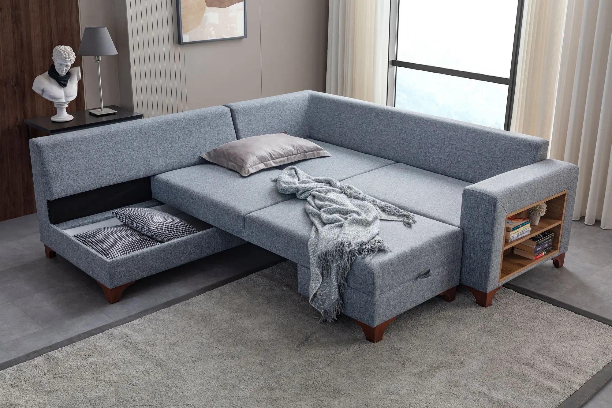 Canapea de colt Mirage Meble T-Loft Shelf-Right (Grey) - 3