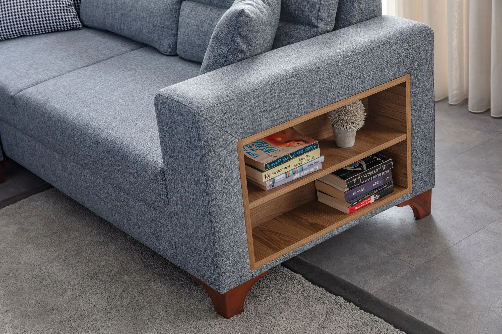 Canapea de colt Mirage Meble T-Loft Shelf-Right (Grey) - 5