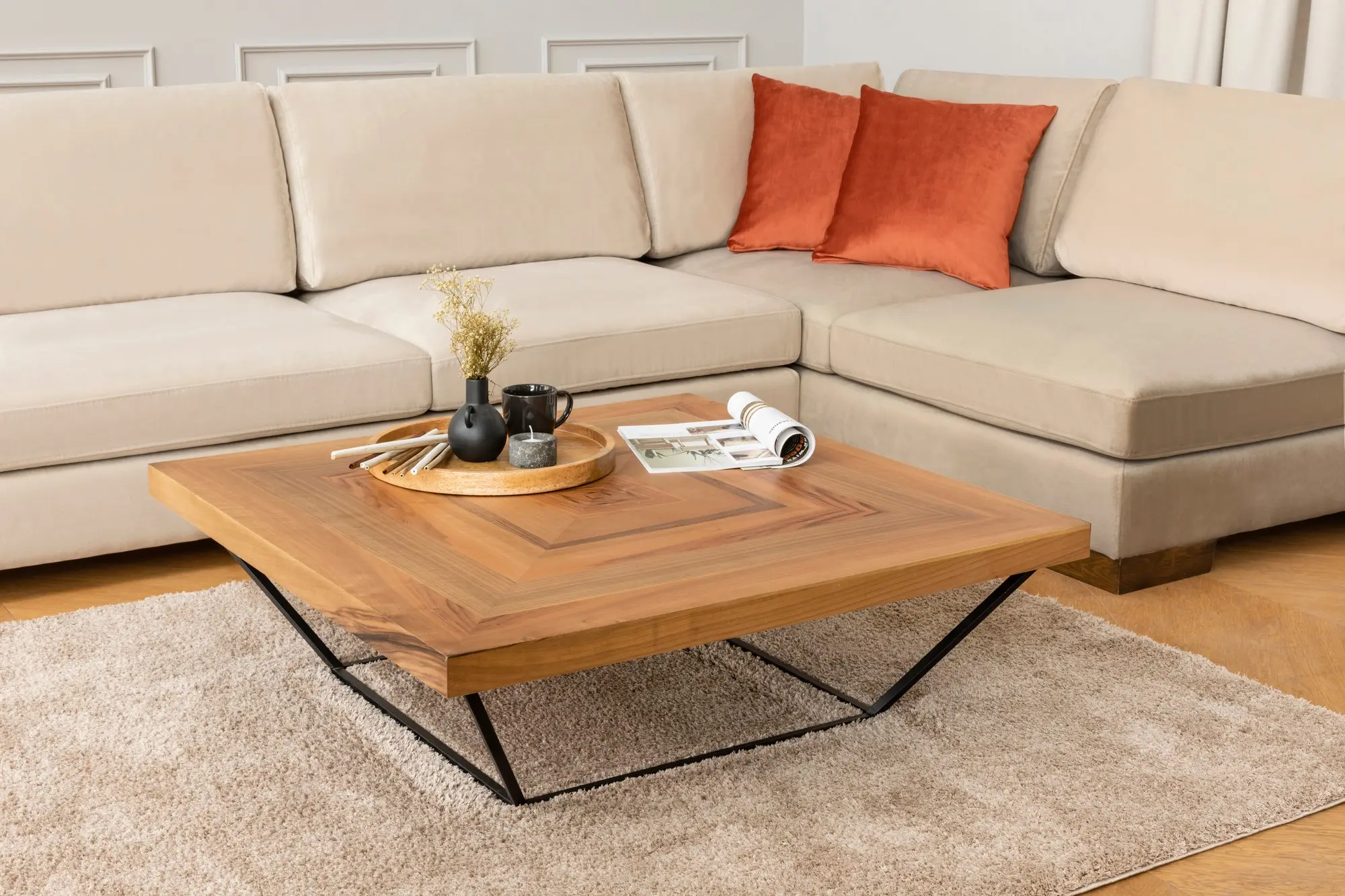 Canapea de colt Mirage Meble Tulip Shelf-Left (Beige) - 4