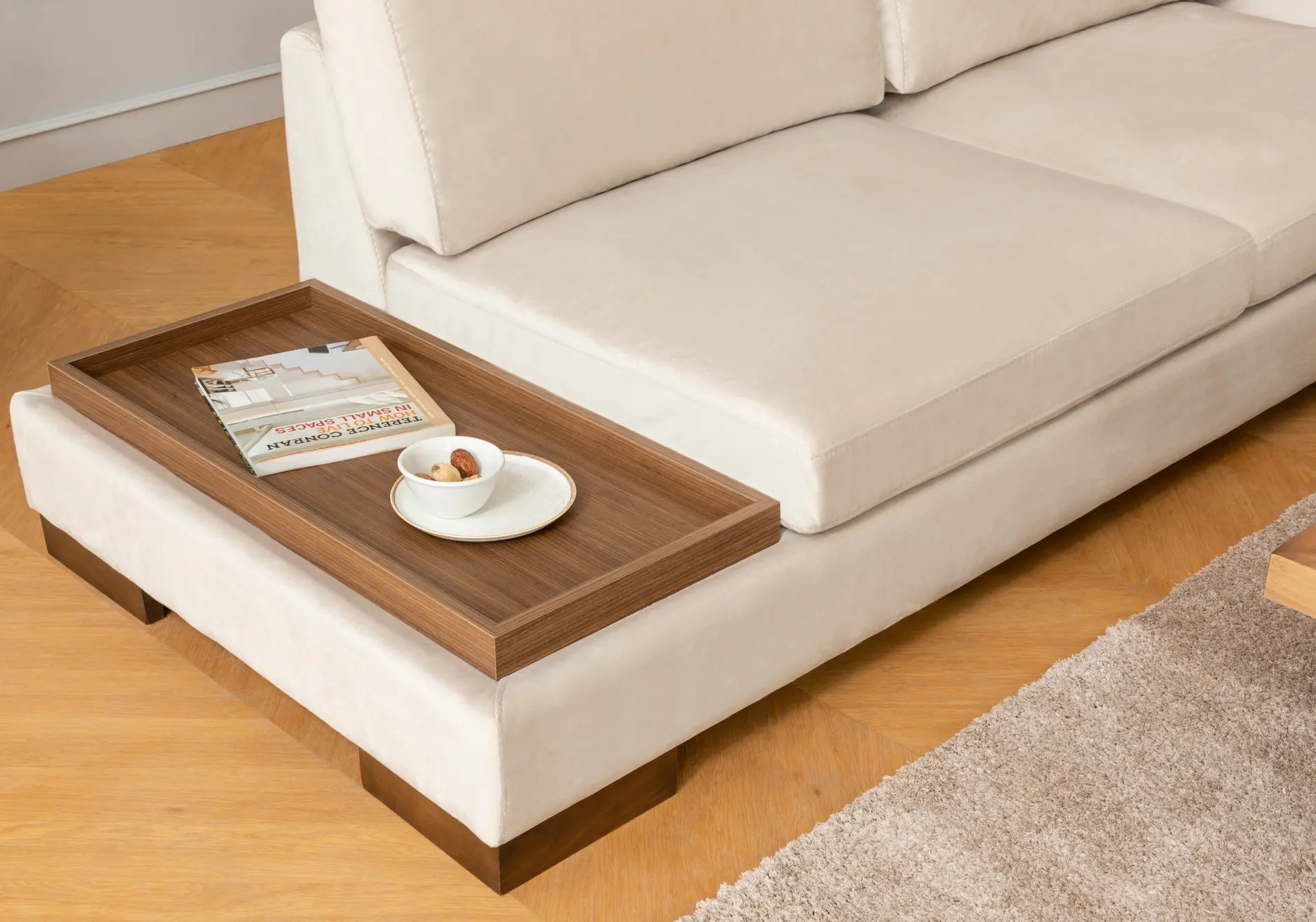 Canapea de colt Mirage Meble Tulip Shelf-Left (Beige) - 5
