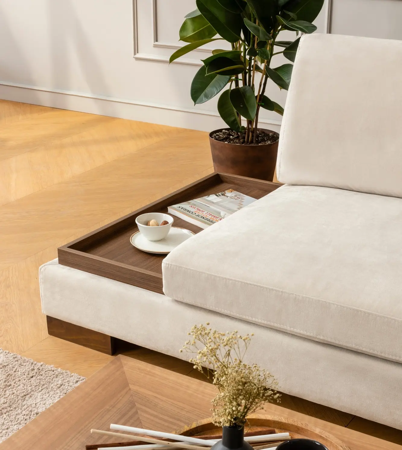 Canapea de colt Mirage Meble Tulip Shelf-Left (Beige) - 6