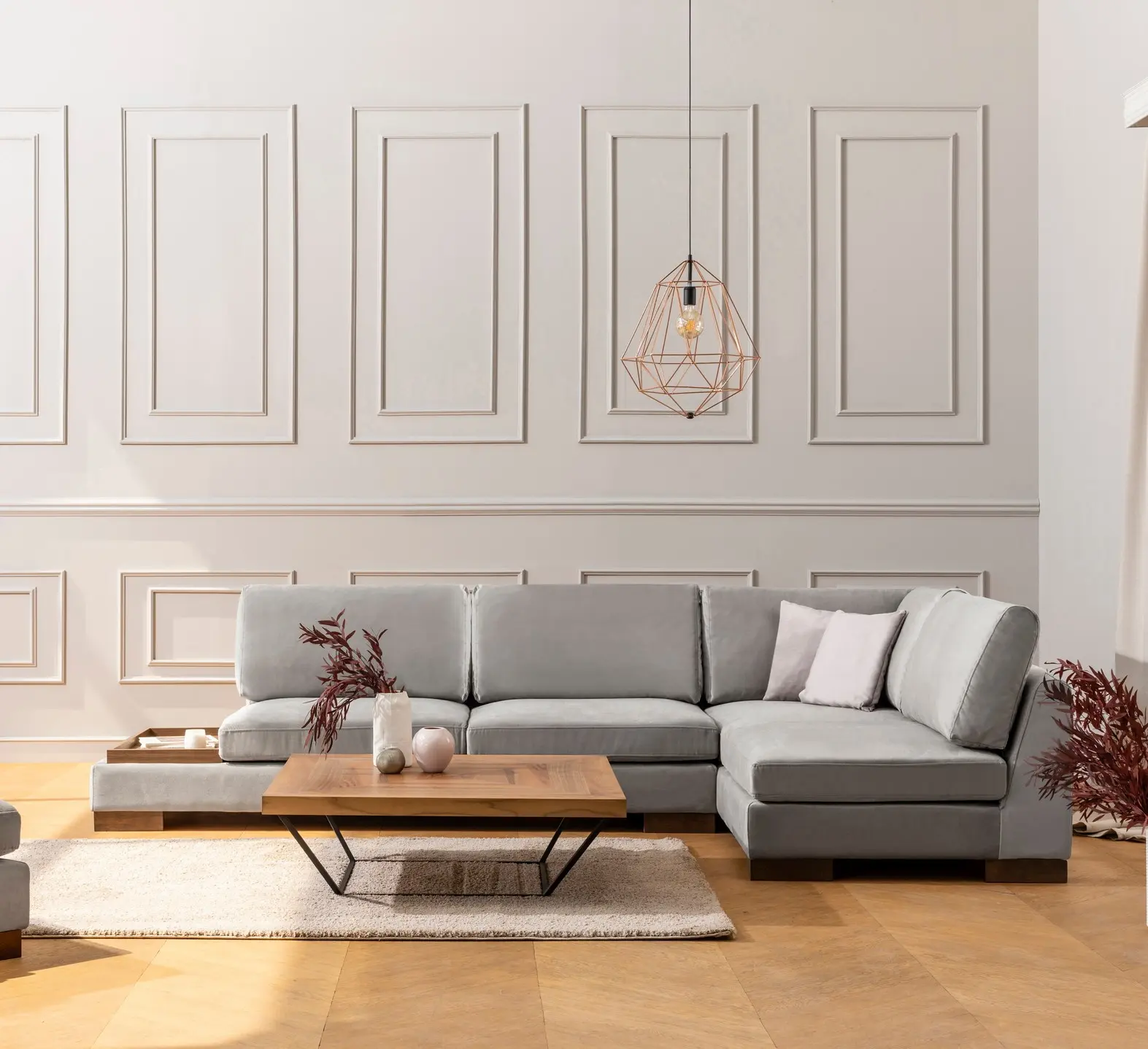 Canapea de colt Mirage Meble Tulip Shelf-Left (Light Grey) - 2