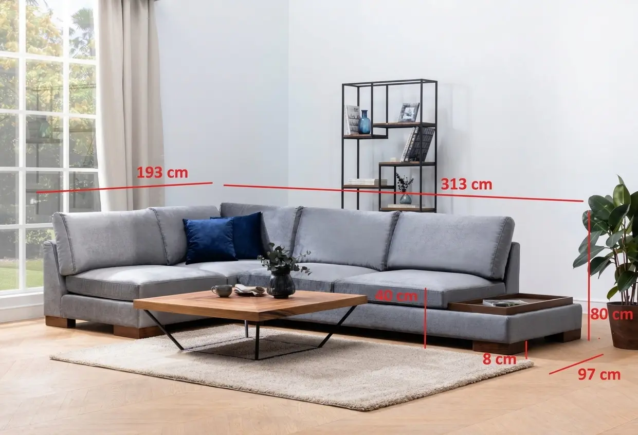 Canapea de colt Mirage Meble Tulip Shelf-Right (Dark Grey) - 4