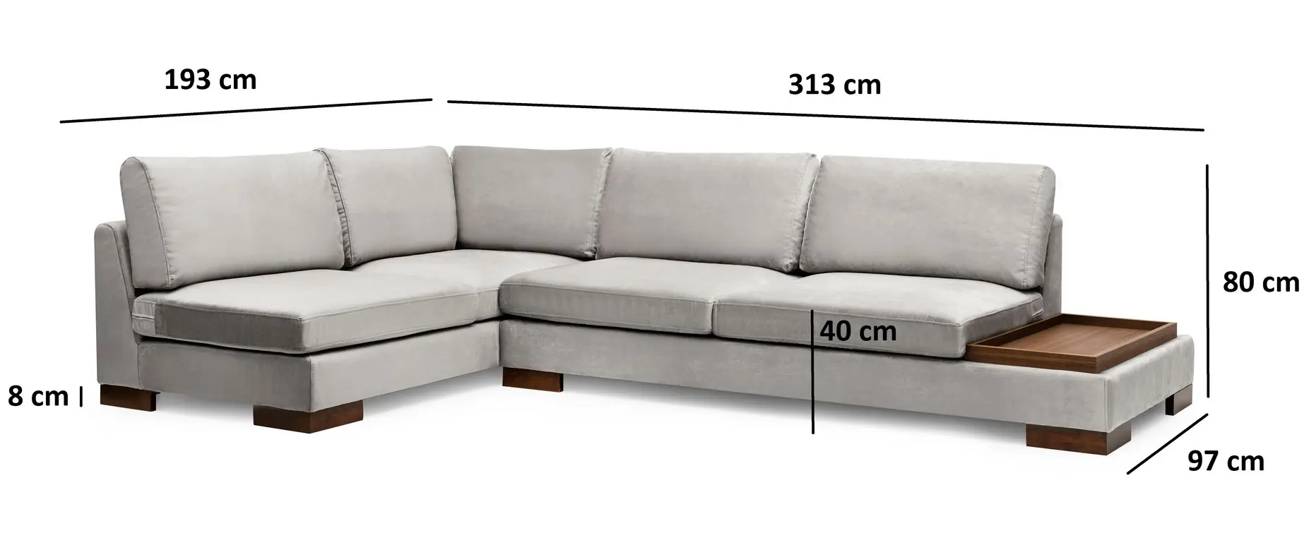 Canapea de colt Mirage Meble Tulip Shelf-Right (Light Grey) - 6