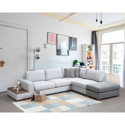 Canapea de colt cu puf Mirage Meble Loop 4 Shelf-Left (Light Grey)