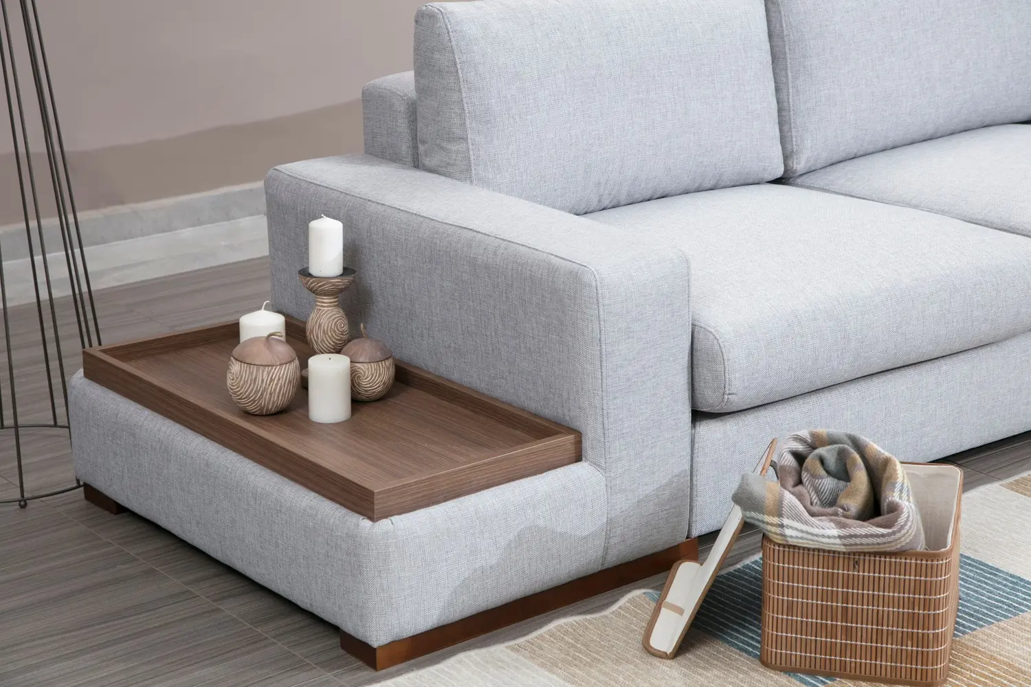 Canapea de colt cu puf Mirage Meble Loop 4 Shelf-Left (Light Grey) - 4