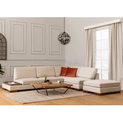 Canapea de colt cu puf Mirage Meble Tulip Shelf-Left (Beige)