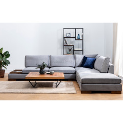 Canapea de colt cu puf Mirage Meble Tulip Shelf-Left (Dark Grey)