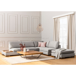 Canapea de colt cu puf Mirage Meble Tulip Shelf-Left (Light Grey)