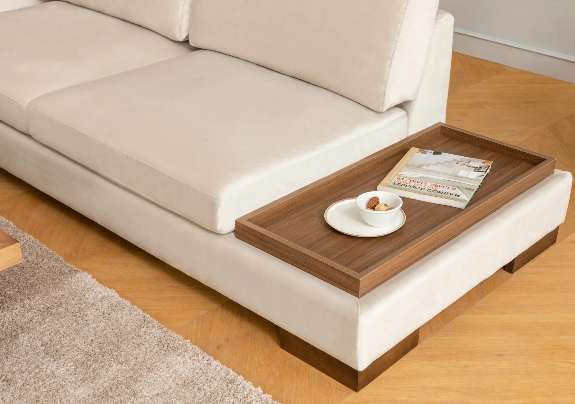 Canapea de colt cu puf Mirage Meble Tulip Shelf-Right (Beige) - 3