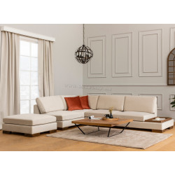 Canapea de colt cu puf Mirage Meble Tulip Shelf-Right (Beige)