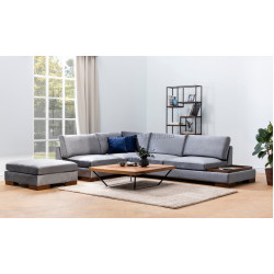 Canapea de colt cu puf Mirage Meble Tulip Shelf-Right (Dark Grey)