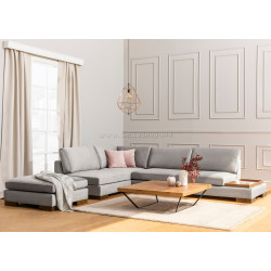 Canapea de colt cu puf Mirage Meble Tulip Shelf-Right (Light Grey)