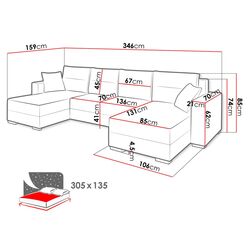 Диван П-образный Mirjan24 Dablam/Heron (Black) Thumb
