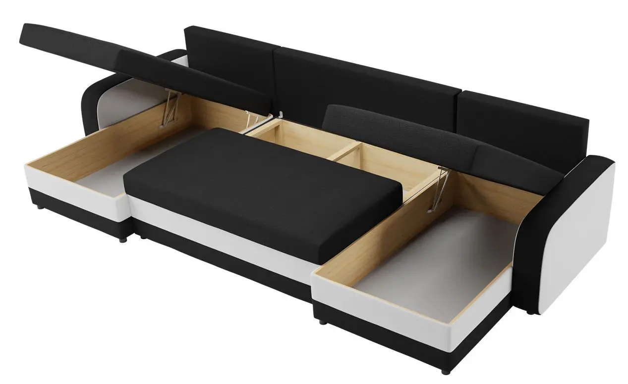 Canapea de colt Mirjan24 Dalmir U/Kris U (Black/Cream) - 4