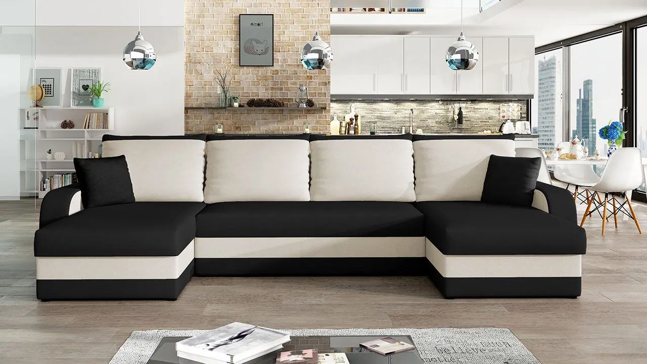 Canapea de colt Mirjan24 Dalmir U/Kris U (Black/Cream) - 2