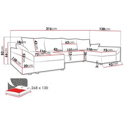 Диван П-образный Mirjan24 Peltata/Dante U Alova 04/Alova 36 (Black/Gray) Thumb