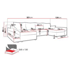 Диван П-образный Mirjan24 Peltata U/Dante U (Black/Gray) Thumb
