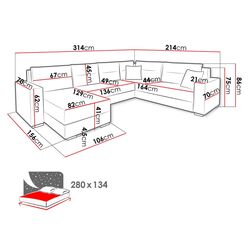 Диван П-образный Mirjan24 Poncjan/Gerd (White/Gray) Thumb