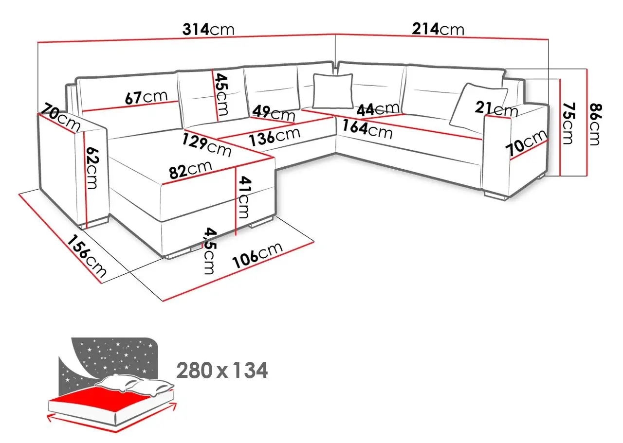 Диван П-образный Mirjan24 Poncjan/Gerd (White/Gray) - 3