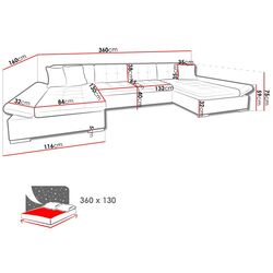 Canapea in forma de U extensibila Mirjan24 Agata/Alia (Dark Grey) Thumb
