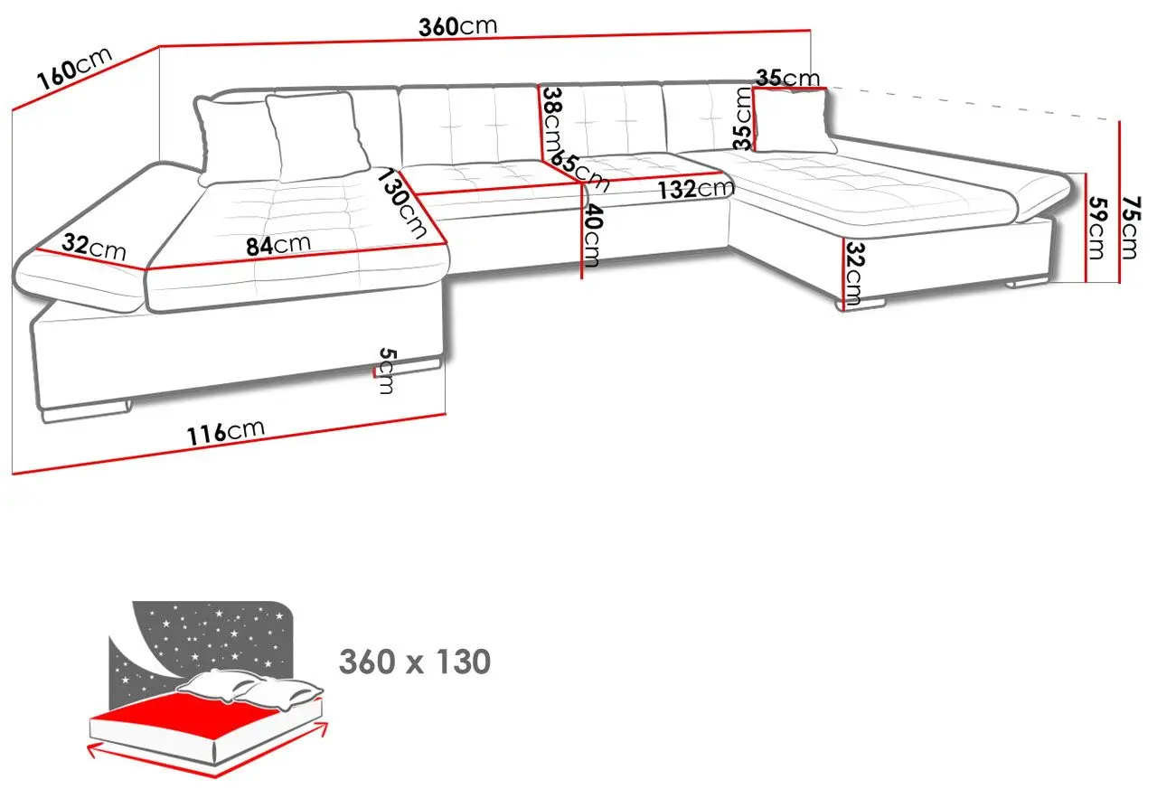 Canapea in forma de U extensibila Mirjan24 Agata/Alia (Dark Grey) - 3