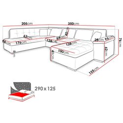 Диван П-образный раскладной Mirjan24 Tony Sale/Niko Bis Left (Gray/Black) Thumb